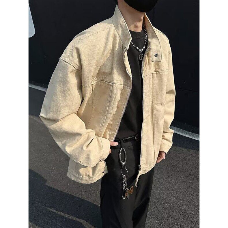 春季复古重磅水洗帆布哈灵顿外套J3558P95，男装夹克，星座1116-2