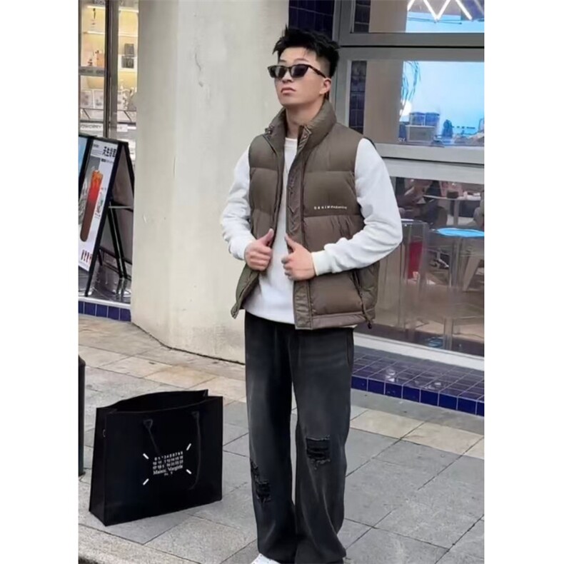 休闲立领羽绒马甲印花潮男流行时尚高级羽绒马甲313B-TM928-P75,女装马甲,星座313B