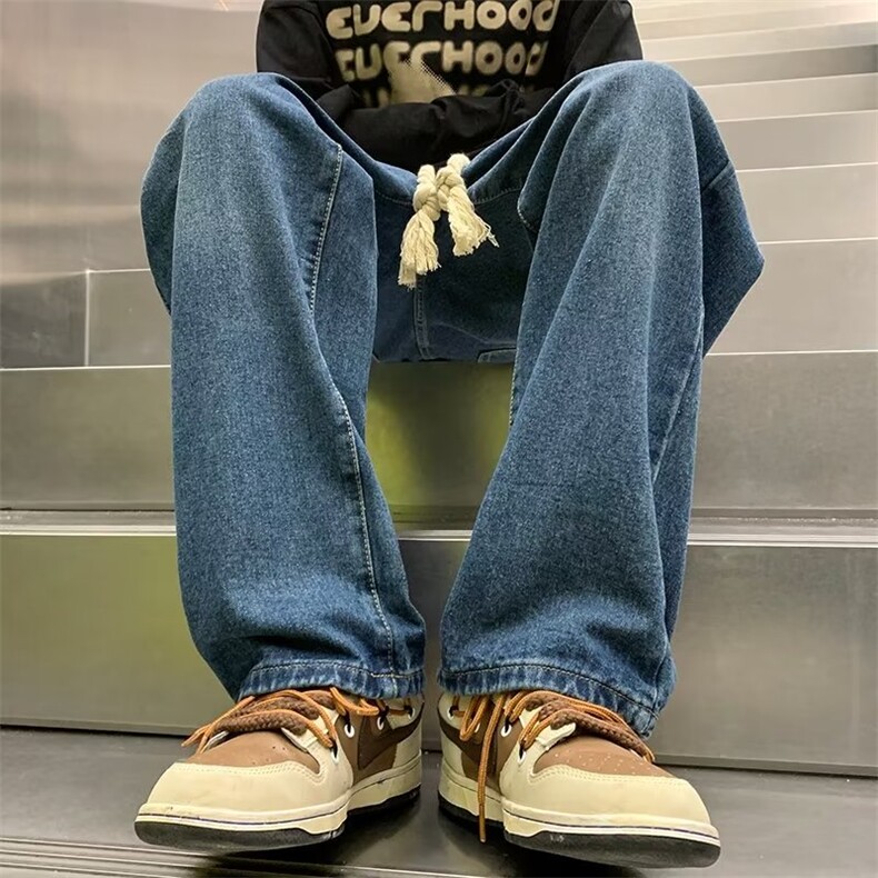 咖色牛仔裤男女秋冬高街vibe美式直筒裤复古宽松休闲裤NK8255-P48,男装牛仔裤,星座1008