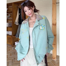 wx101-P70美式复古勋章刺绣拼色棒球服外套男女情侣中性学院风，女装短外套，电商B323A