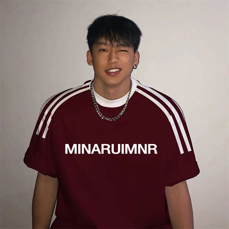 夏季美式高街重磅纯棉三条杠织带撞色男女短袖T恤ZD303-特P30,男装T恤,电商A486
