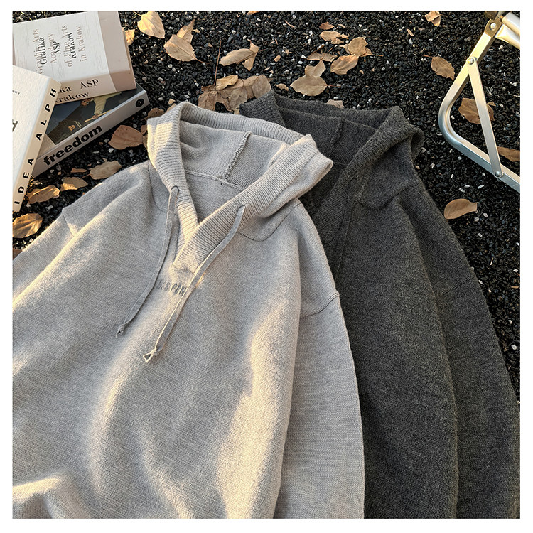 港风秋款男连帽毛衣北极绒字母刺绣针织衫夹克外套M996P60，男装针织衫/毛衣，星座1013-1