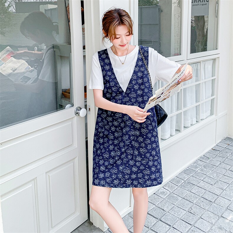 2025夏季新款牛仔背带裙T恤套装牛仔连衣裙两件套2527-P125控188,女装连衣裙,2D009