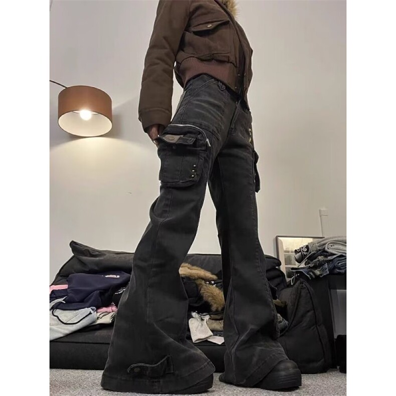 水洗直筒炮弹微喇牛仔工装裤男vibe高街小众机能拼接长裤NMH02，男装工装外套，星座1116A（原606A-3）