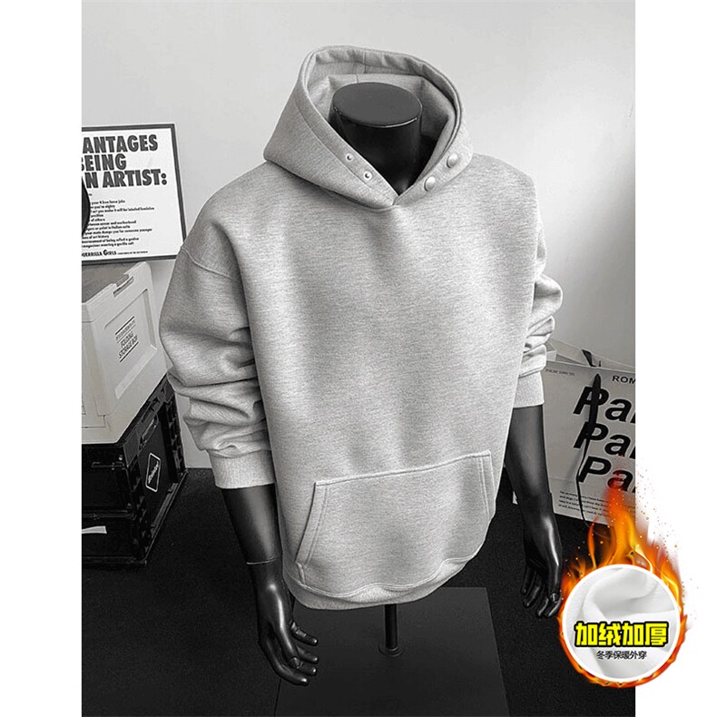 抖音得物品质二开380克全棉秋冬美式宽松两粒扣连帽卫衣CM22,男装卫衣,电商A486-1