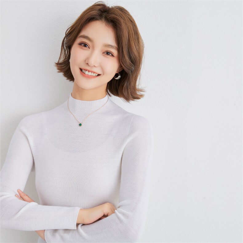 女士精纺半高领无缝羊毛衫羊毛，女装羊毛衫，润匹羊绒