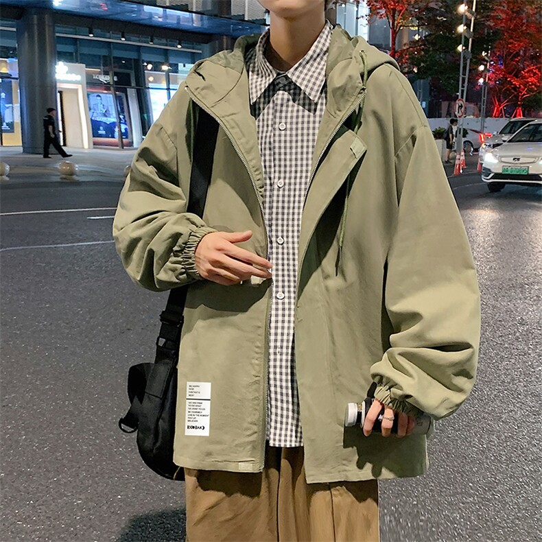 JK41045-P85加棉款-P115纯棉连帽夹克男士大码工装夹克男外套男,男装夹克,电商A040