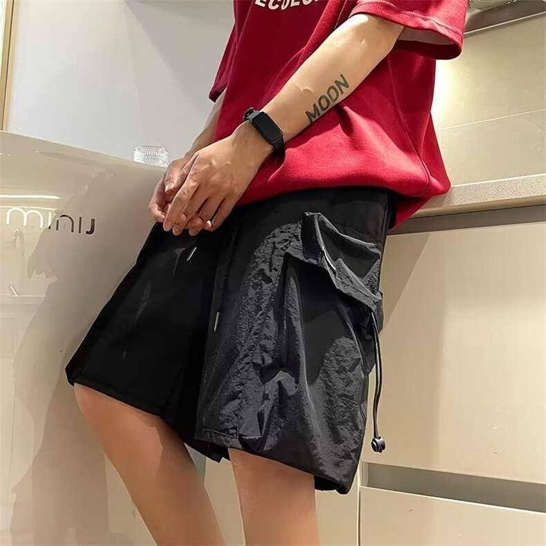 美式工装短裤男高街潮牌夏季休闲五分裤宽松阔腿运动中裤子潮,男装牛仔裤,星座410-7