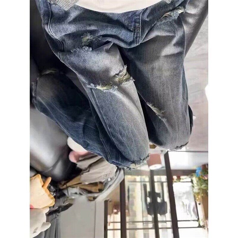 现货美式高街水洗破洞牛仔裤痞帅炸街裤子男直筒长裤WL4244-P48,男装牛仔裤,星座1008