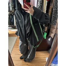 美式复古设计感黑色撞色格子开衫秋冬新款休闲户外骑行夹克外套女，男装夹克，星座506A