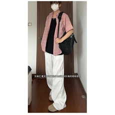 现货CS21-特P32夏季薄款男女宽松格子短袖衬衫半袖寸衣外套，男装T恤，电商B327
