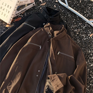 立领工装夹克男女秋季百搭潮外套宽松休闲上衣8577 P75图片