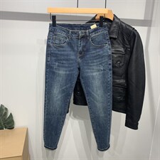 B230秋季新款深蓝色做旧牛仔裤男长期款7708P85，男装牛仔裤，电商B230