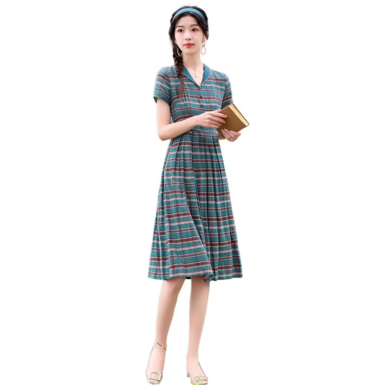 2022年夏季气质文艺连衣裙,女装连衣裙,金典明美