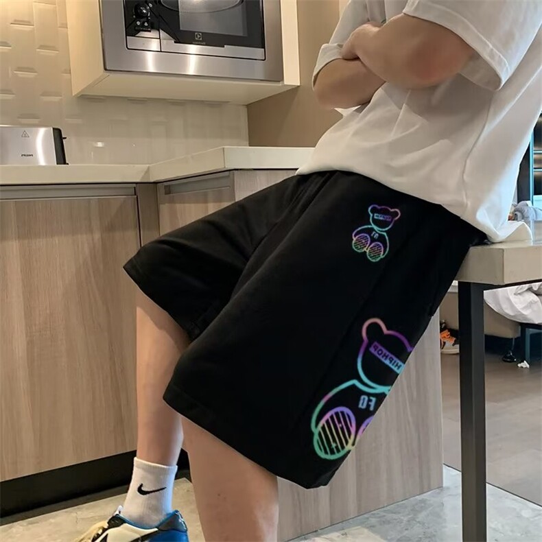 运动短裤男士户外休闲卫裤潮时尚印花五分裤夏季新款日系健身百搭图片