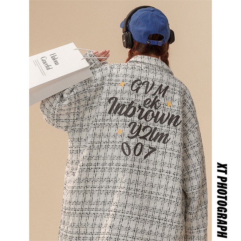 中性风小香风长袖衬衫大码M-5XL中性风情侣潮衬衫男CCS8019P45，男装衬衫，星座227-7