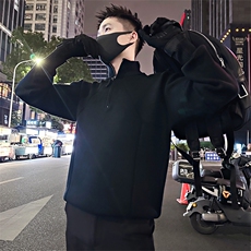 LV298/P88控118冬季半高领拉链设计感肩边走线针织毛衣男黑首1，男装针织衫/毛衣，星座305B