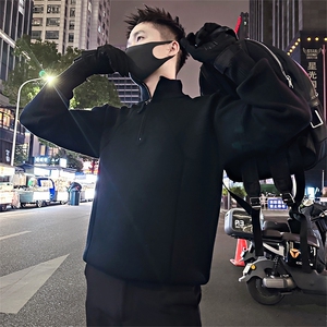 LV298/P88控118冬季半高领拉链设计感肩边走线针织毛衣男黑首1图片
