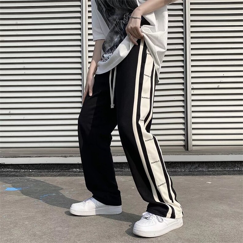 男春季潮流时尚休闲长裤条纹拼色拖地裤K2196P28,男装休闲裤,星座1116-2