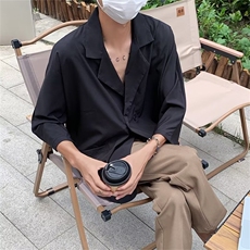 双排扣短袖西装男高级感夏季冰丝衬衫英伦雅痞七分袖XZ0133-P48，男装西服，星座308B-1