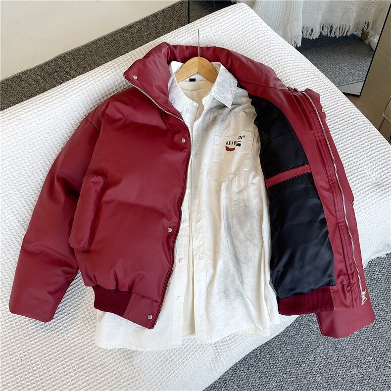 精品高质量PU皮棉衣现货抖音可送样A061-AJ00923棉衣-特P95-现货,男装棉衣,电商A061
