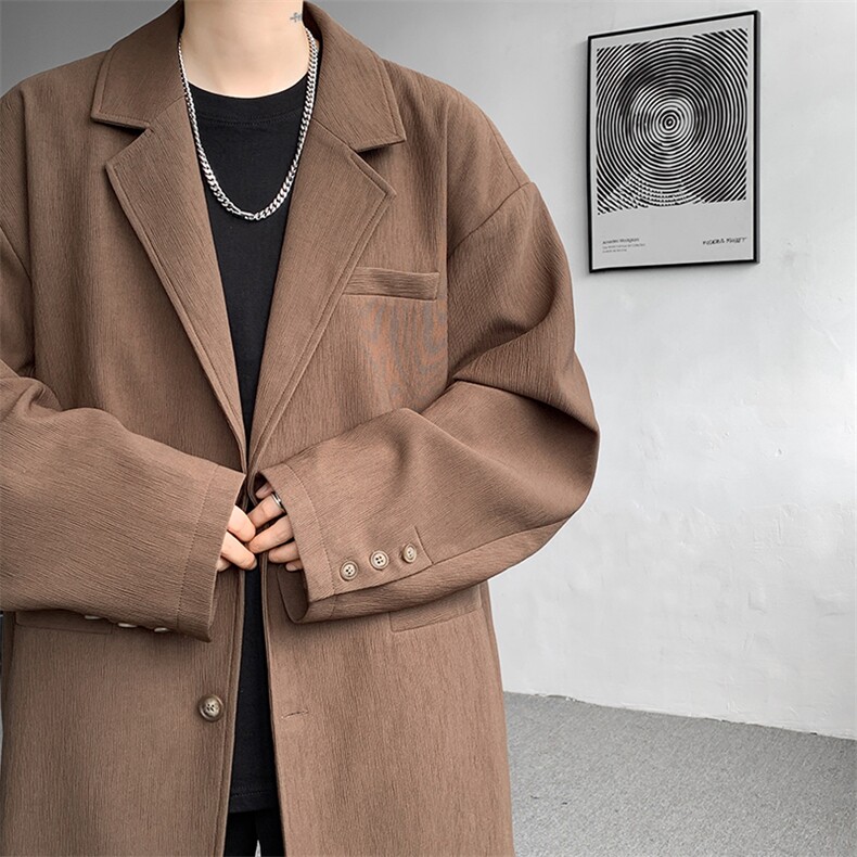 8XL-M肌理感西服美式休闲西装外套男复古痞帅高级感衣服XF002P85，男装西服套装，电商B312