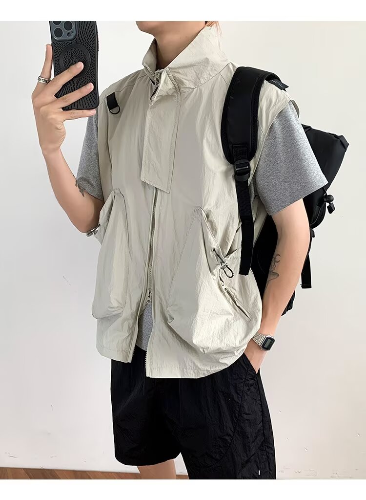 2025年新款大口袋工装马甲男款美式休闲夏季宽松外穿背心,男装背心/马甲,四季星座505