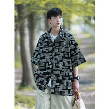 1港风冰丝短袖衬衣大码M-5XL情侣潮短袖衬衫男DCS8711P35控49，男装T恤，星座226-2