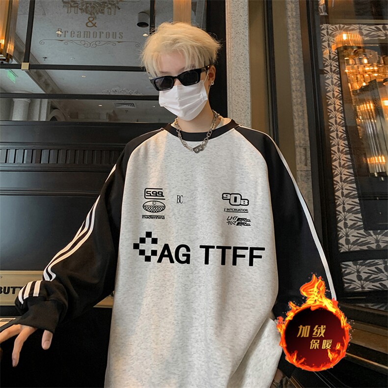 抖音得物供货提供视频秋冬重磅美式宽松织带圆领卫衣0752,男装卫衣,电商A486