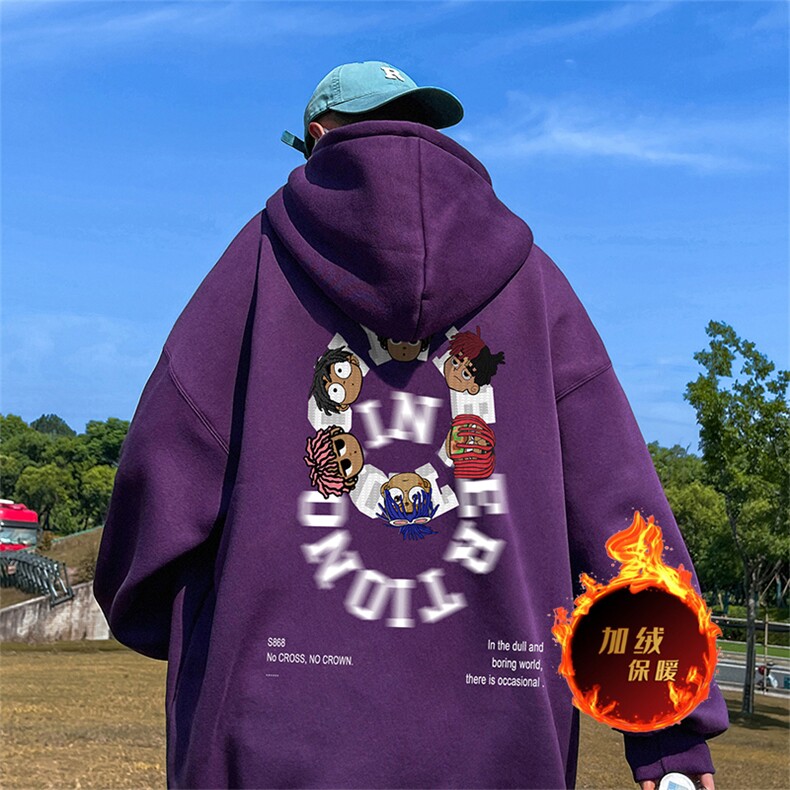 500克重磅秋冬美式加绒加厚卫衣外套DL1533常规特P35绒特P40,男装卫衣,电商A486