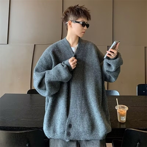 潮复古开衫道袍毛衣男秋冬季风慵懒设计感针织外套 M5723图片