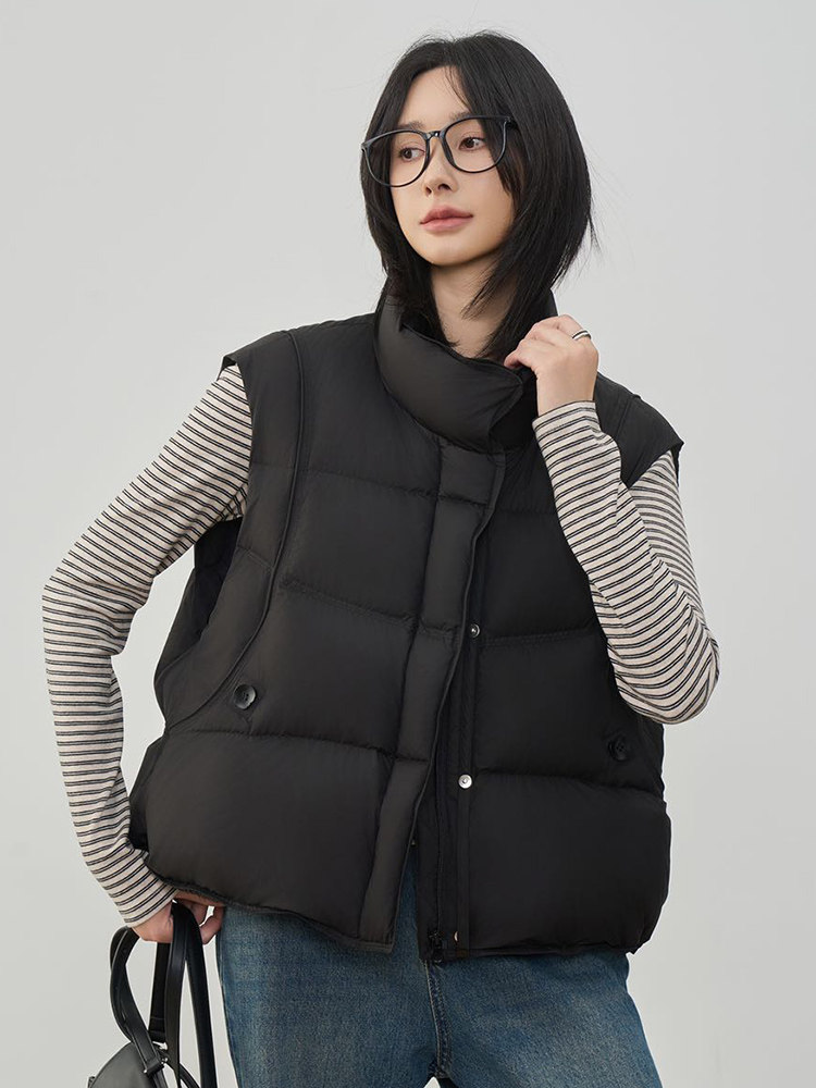 现货2025年冬季新款休闲宽松羽绒马甲女90绒,女装羽绒服,阳光伊恋