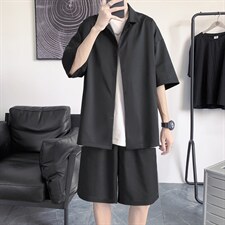 男士冰丝短袖套装2023夏新款冰爽两件套TZ001-特批55（控价：88）图片