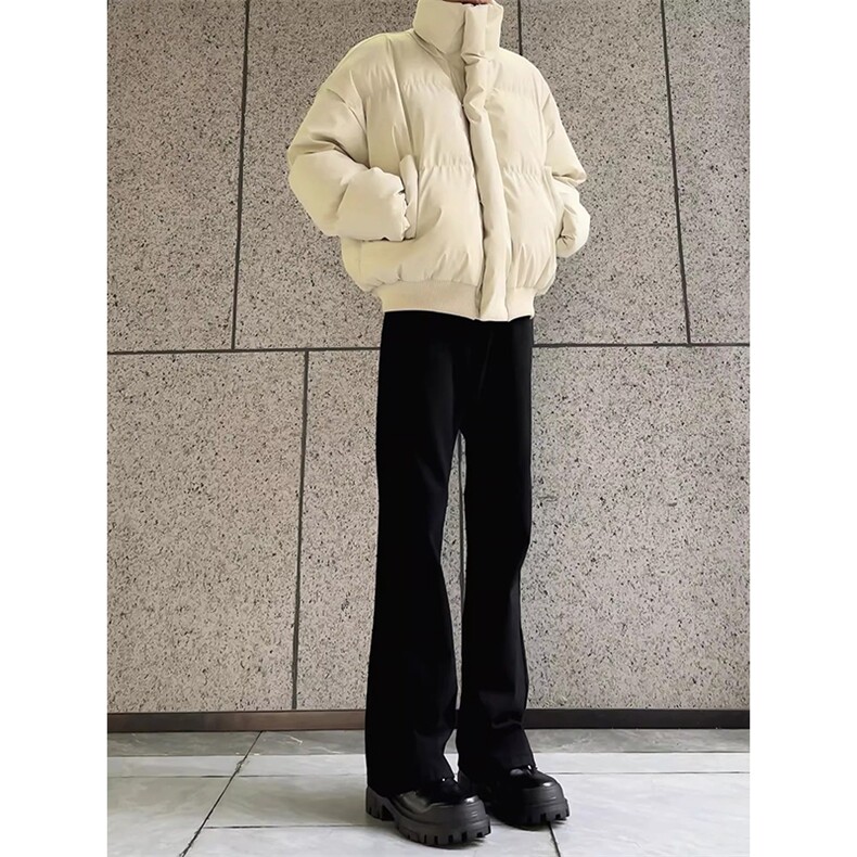 现货5W件冬季三防重磅硬挺boxy短款羽绒立领PU皮棉衣外套加厚棉服,男装棉衣,电商A486-1