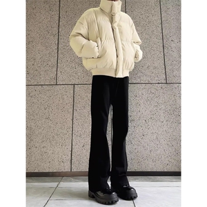 现货5W件冬季三防重磅硬挺boxy短款羽绒立领PU皮棉衣外套加厚棉服图片