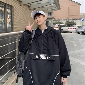 美式vibe高街半拉链卫衣男春秋ins潮牌设计感连帽外套WY548-P46图片