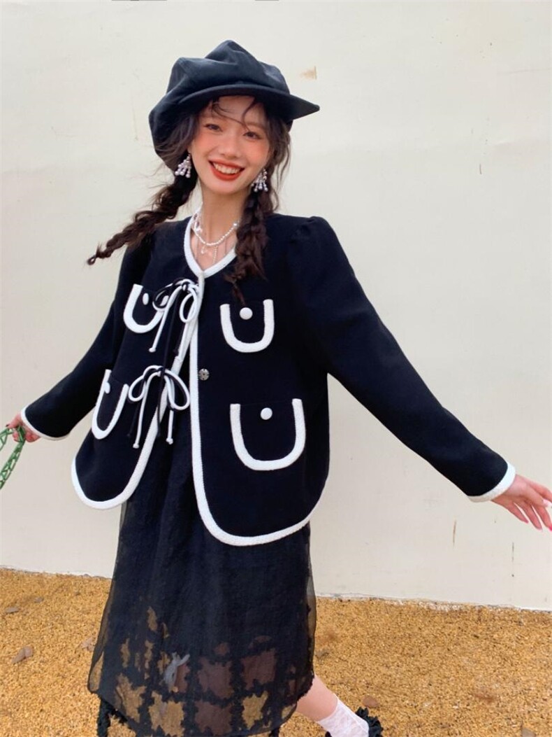 黑色圆领小香外套，其它，YOUER DENG