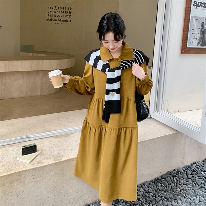 【2025春秋】娃娃领宽松版连衣裙带披肩2C037229P135K188,女装连衣裙,2C037