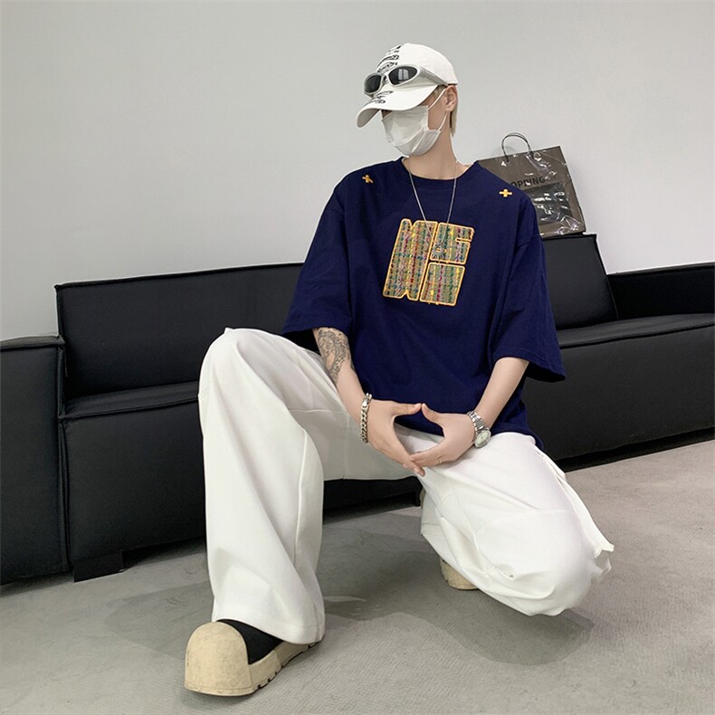 重磅美式复古短袖T恤男夏季纯棉宽松凉感潮牌上衣服T30477-p35,男装T恤,星座1008