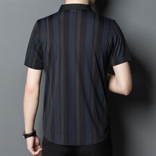 2023夏季新款男士短袖衬衫商务休闲条纹内搭外穿中年男装衬衣外套，男装衬衫，电商B212（原钱塘6029）