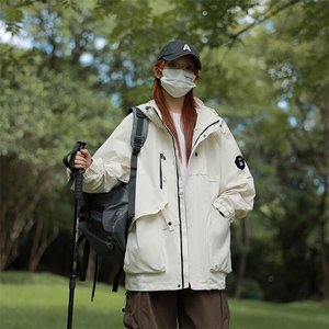 春秋户外冲锋衣男女同款防风防水连帽工装外套登山服夹克2481-P75图片