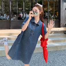 法式减龄牛仔衬衫连衣裙女夏2025新款小个子裙子夏日漂亮大方得体，女装连衣裙，2D076