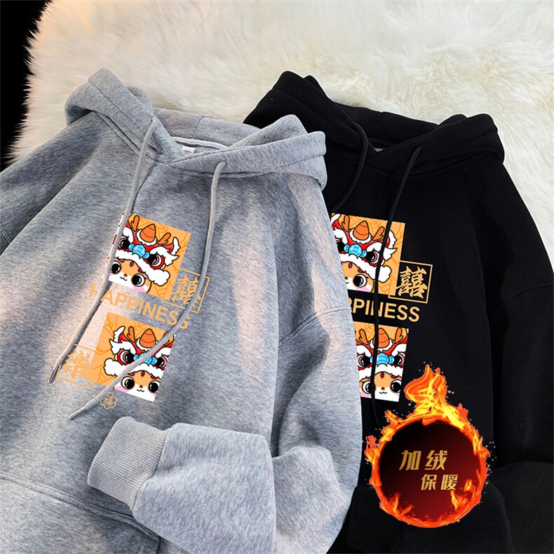 龙年卫衣冬季美式加绒加厚卫衣外套DL1729常规特P35加绒特40,男装卫衣,电商A486