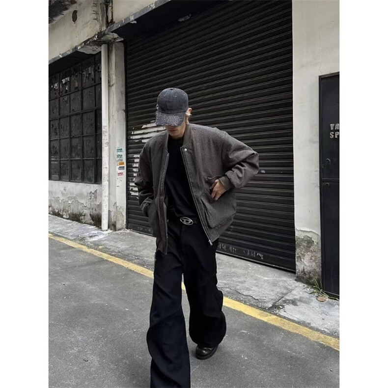 W11008-P105网图现货保暖拉链加厚长袖立领宽松型美式夹克棉服,男装夹克,星座1608
