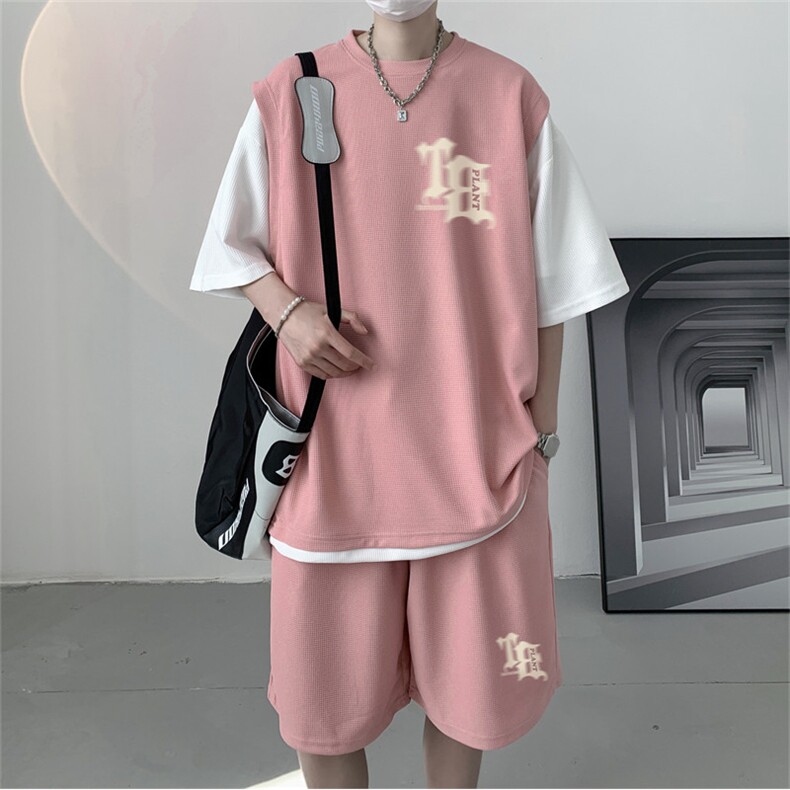 华夫格套装潮流休闲短袖短裤两件套FTZ3040-P55控78,男装牛仔裤,电商B370