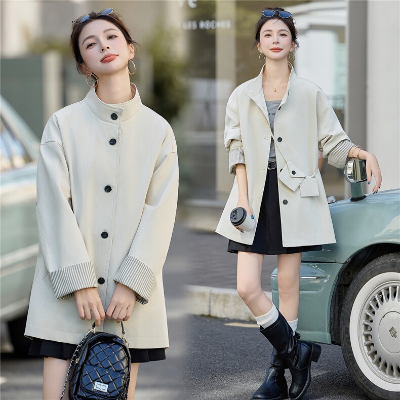 2025秋装新款时尚立领宽松休闲外套，女装短外套，曼琳思菲