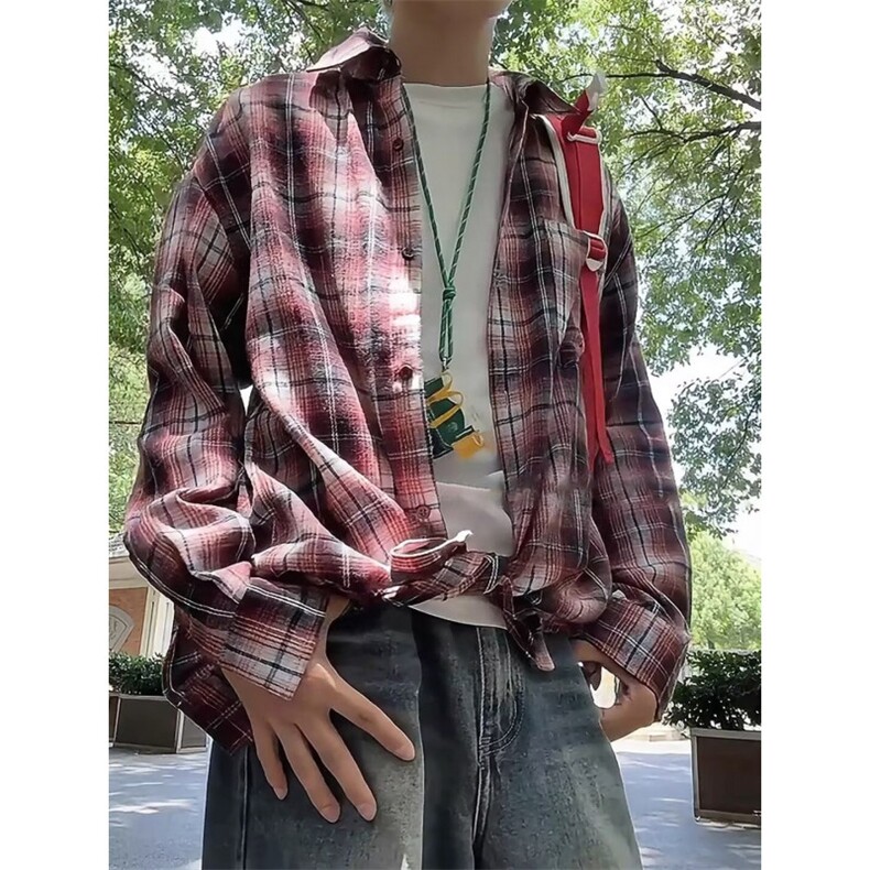 简约百搭文艺时尚气质ins潮流日系长袖衬衫原宿新款慵懒流行,男装衬衫,星座506A