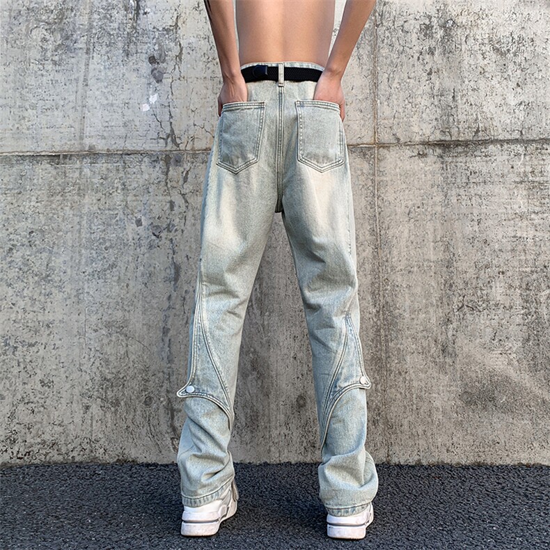 美式牛仔裤男款春季水洗做旧小众黄泥染长裤A061-YJ6724-P65控88图片