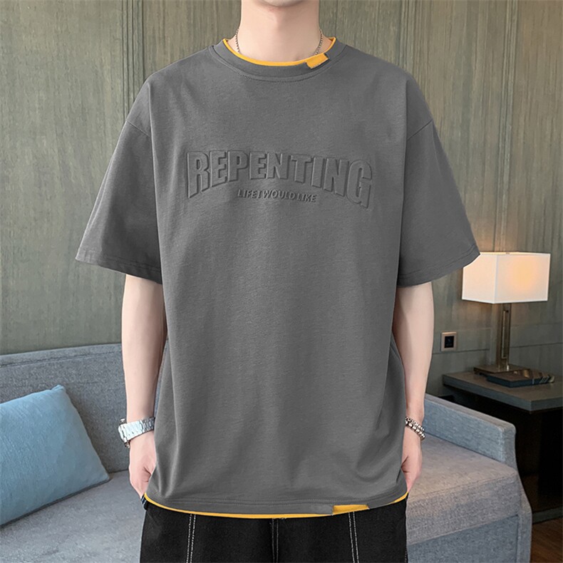 短袖t恤店主风男士圆领潮流体桖夏季印花衣服TC3022-P25,男装T恤,星座717
