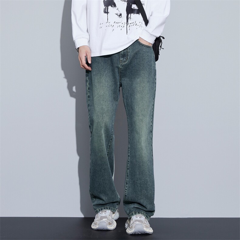 高品质复古水洗牛仔裤男潮流刺绣宽松直筒长裤子8071-P55,男装牛仔裤,星座223（原229-2）